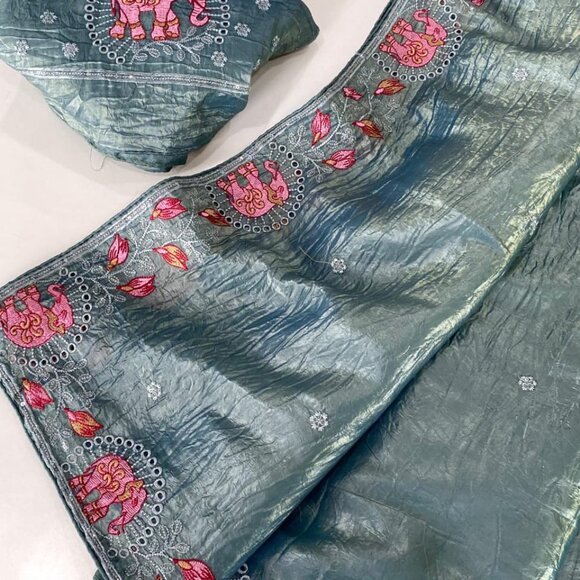 SILK EMBROIDERY SAREE - Picture 9 of 14